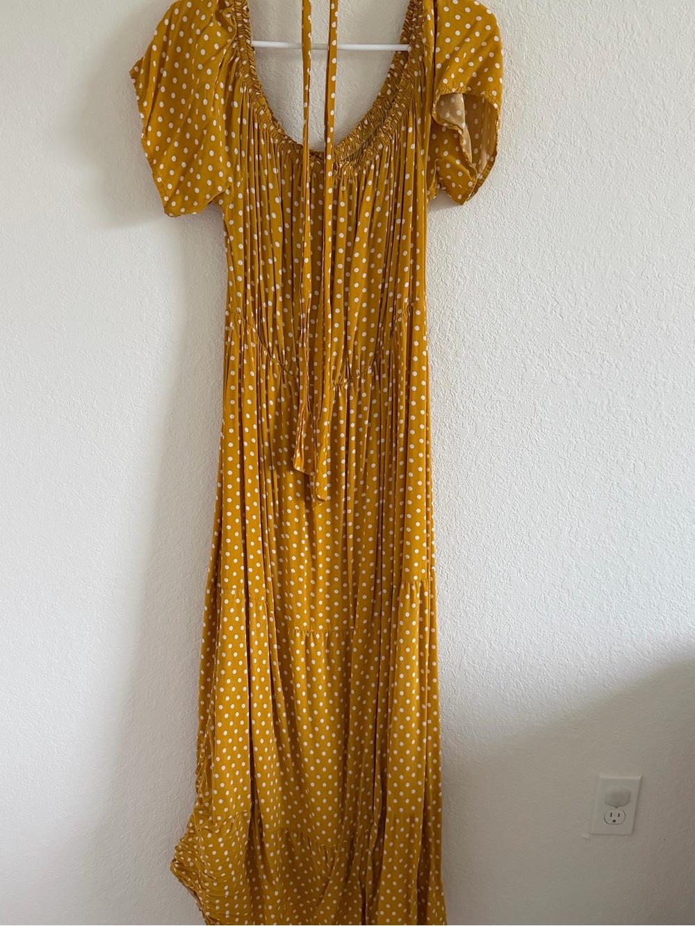 Amazon Mustard Yellow Polka Dot Maxi Dress